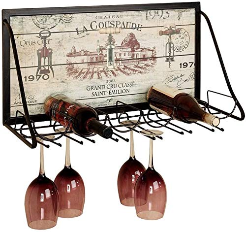 Metal Wall-Mounted Wine Rack - Industrial Style Shelf for Wine Bottles & Glasses Storage | Strong Bearing Capacity for Kitchen, Bar, Restaurant