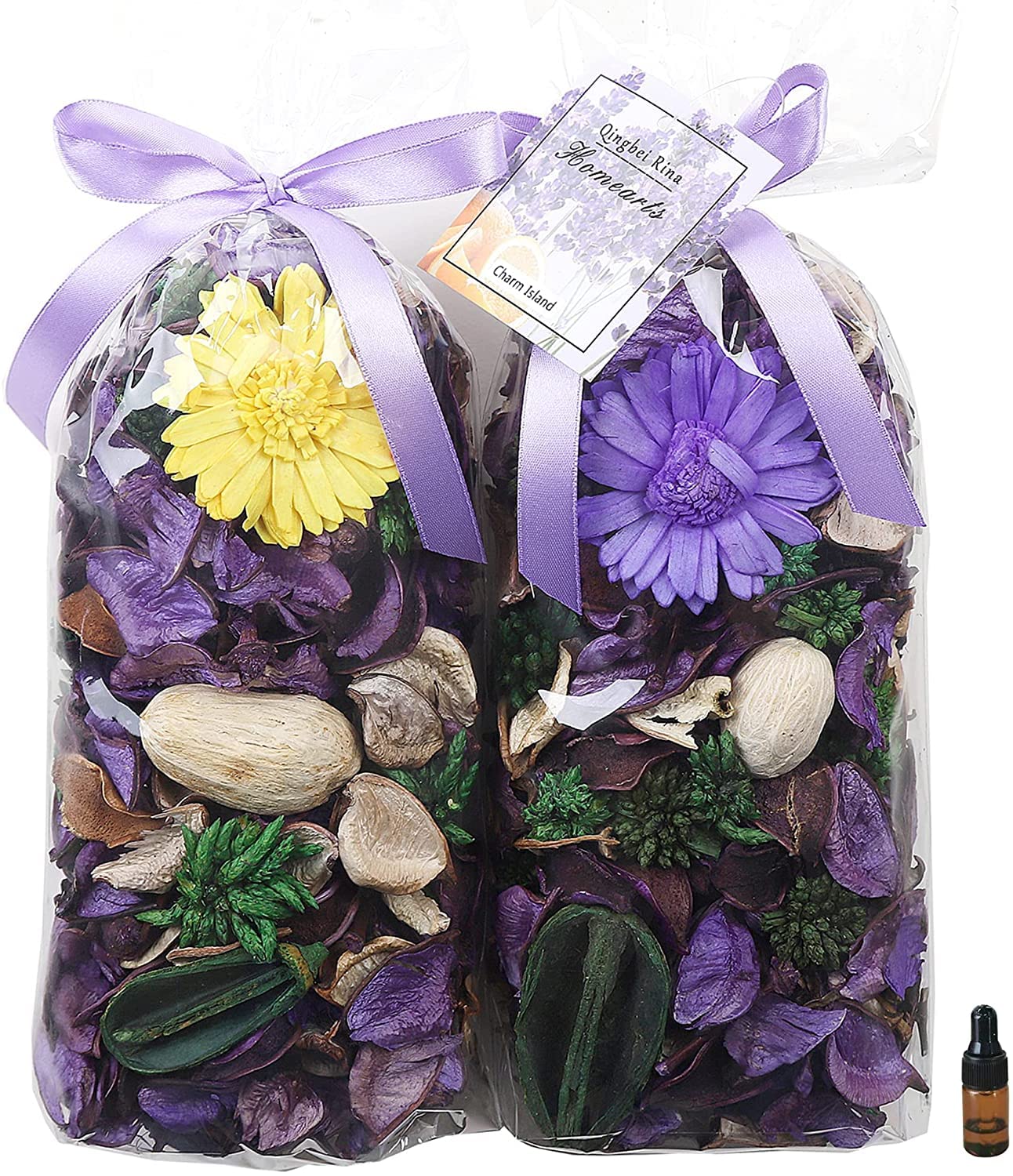 Qingbei Rina Spring Potpourri Bags - 8.4oz Lavender Scented Dried Flowers for Home Fragrance (2 Bags) | Easter Decorative Bowl Filler & Room Freshener - Perfect for Spring Decor, Gift Giving, and Creating a Relaxing Atmosphere