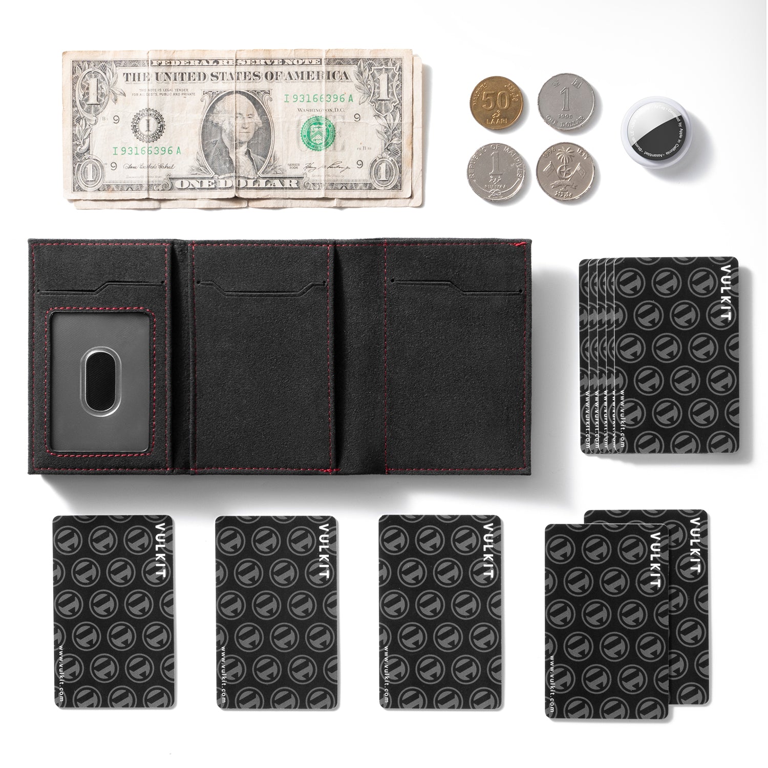 Premium VC302A Alcantara Leather Tri-Fold Wallet with Spacious Banknote Pocket, Back Zipper Slot & Magnetic Closure - Perfect for Men's Everyday Carry, Business & Travel