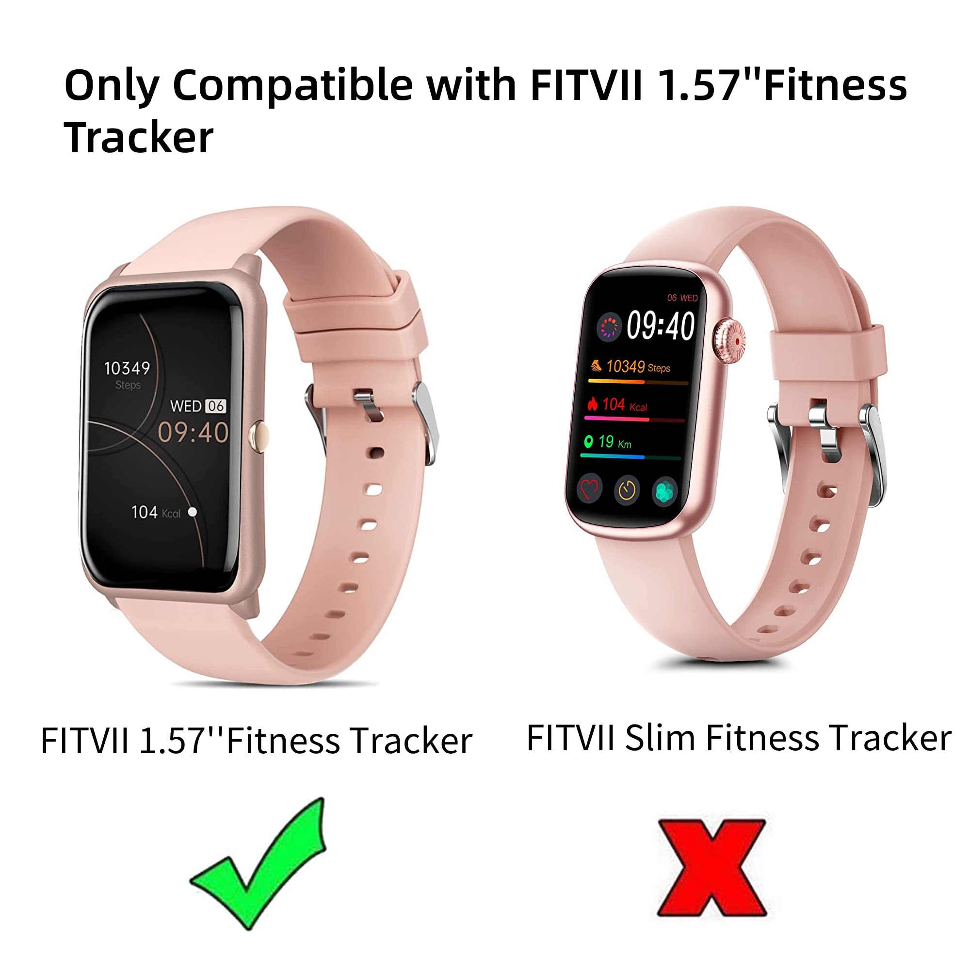 FITVII Fitness Tracker Bands 3-Pack - Soft Silicone Wristbands for Workout & Daily Use