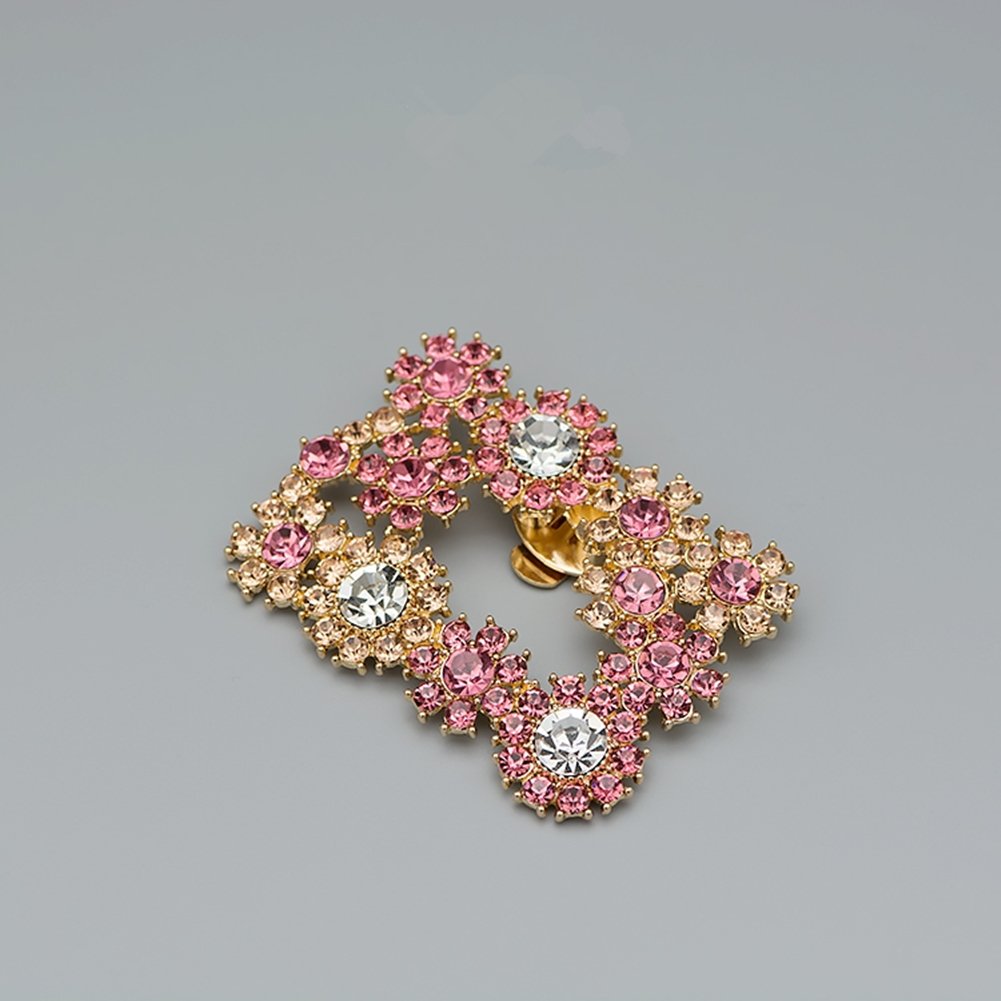 Ruihfas 2Pcs Rhinestone Crystal Flower Shoe Clips - Elegant Dress Hat Accessories for Women, Square Shoe Decorations for Weddings, Parties & Special Occasions