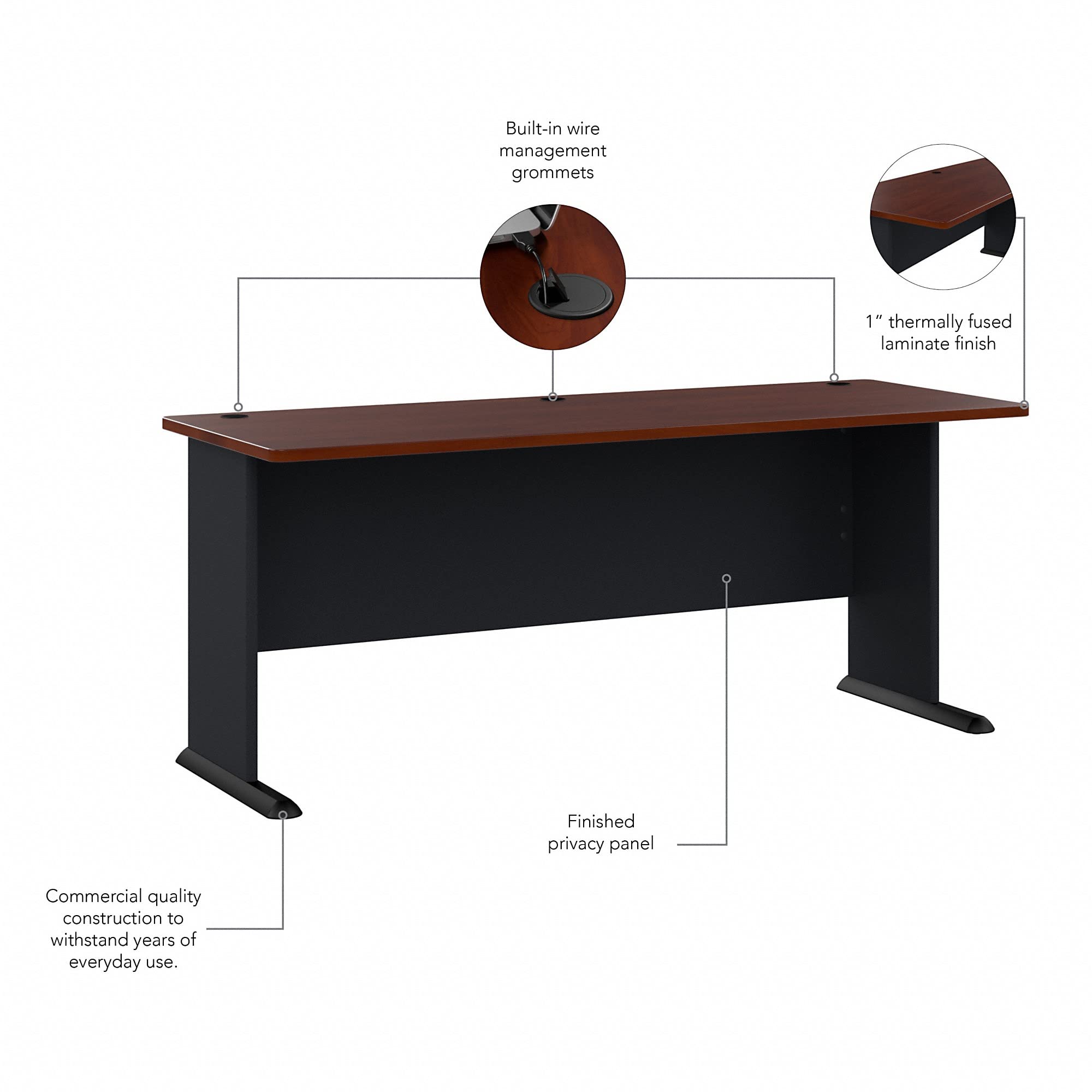 Bush Business Furniture Series A 72W & 48W Office Desks in Hansen Cherry & Galaxy Finish - Perfect for Home Office, Workspace & Business Environments