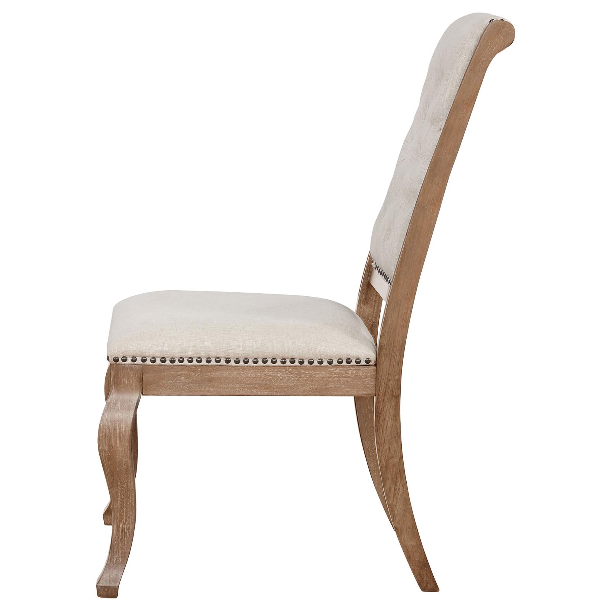 Brown Tufted Back Dining Chairs Set of 2 - Cream & Barley Upholstered Kitchen Chairs for Dining Room, Breakfast Nook or Home Office