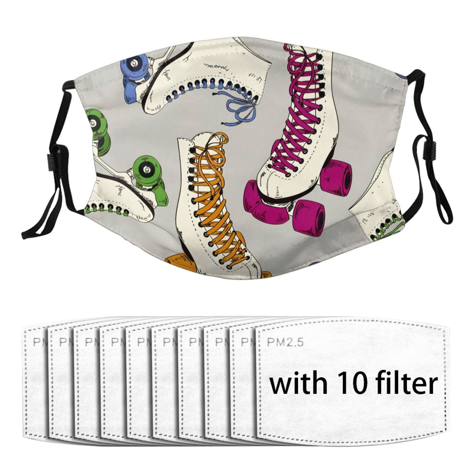 Breathable Reusable Roller Skate Face Mask with Filters for Outdoor & Indoor Sports