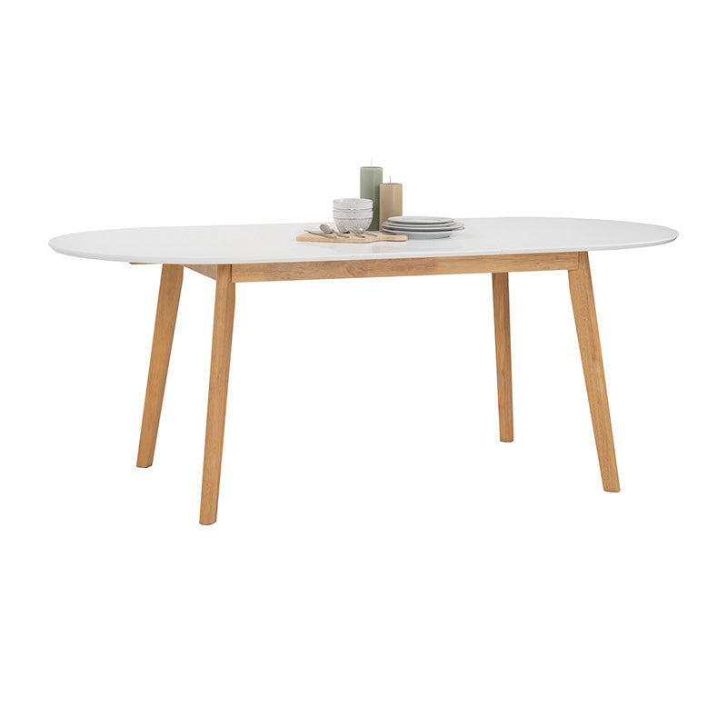 Extendable Dining Table 150-195cm | Werner Expandable Wooden Table | Natural & White Finish | Perfect for Small Spaces & Family Gatherings