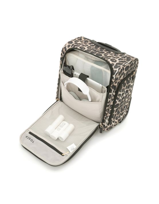 Tosca AIR5055 Underseat Trolley Carry-On Luggage Leopard Print - Perfect for Air Travel, Weekend Getaways & Business Trips