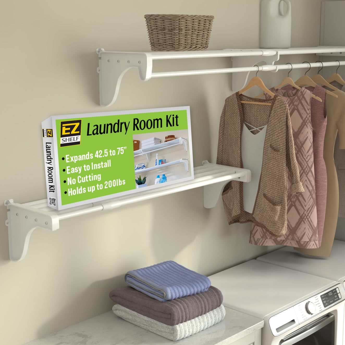 EZ Shelf Laundry Room Shelves - Adjustable 40.5