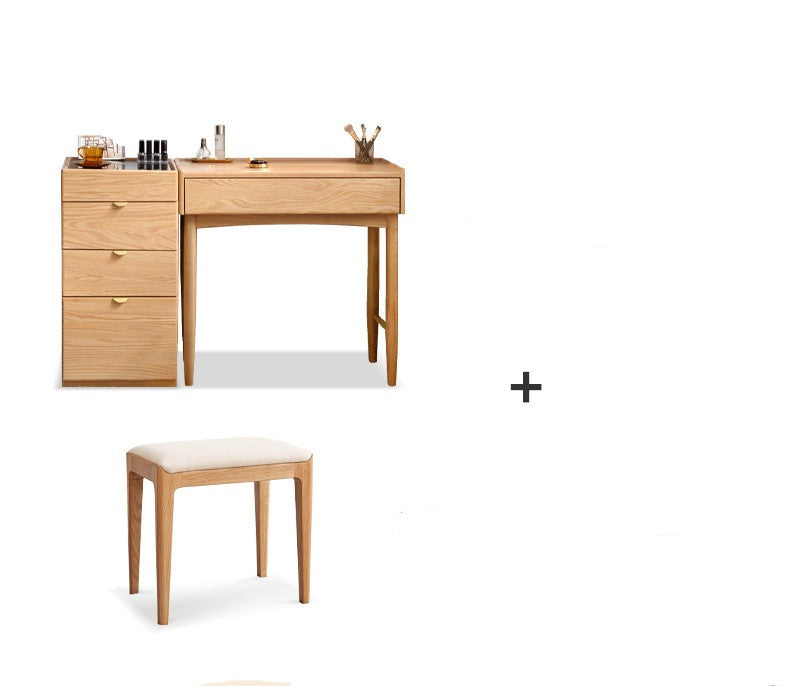 Stylish Oak Solid Wood Nordic Dressing Table - Modern Vanity Desk for Bedroom & Makeup Area | Perfect for Home Decor & Beauty Routine