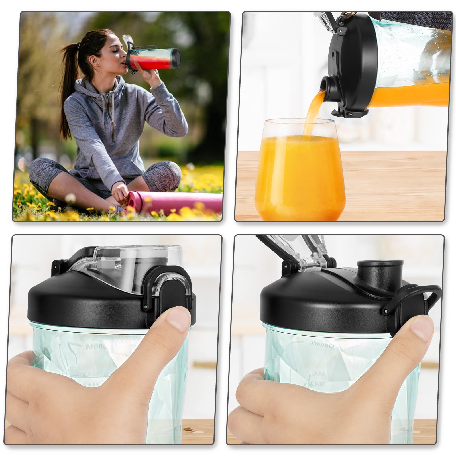 Portable Blender 20oz - USB Rechargeable Personal Blender for Smoothies, Shakes & Baby Food | Powerful & Safe Travel Blender for Kitchen, Gym, Office & Outdoor Use (Black)