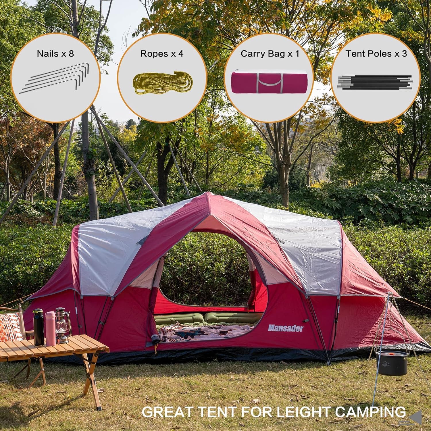 6 Person Family Camping Tent - Waterproof Windproof Dome Tent with Top Rainfly - Easy Setup Pop Up Tent for Outdoor Camping, Hiking, Backpacking & Travel - Perfect for Family Adventures, Beach Trips & Music Festivals
