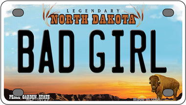 Bad Girl North Dakota Novelty Mini Metal License Plate Tag - Unique Collectible for Car, Motorcycle, or Room Decor