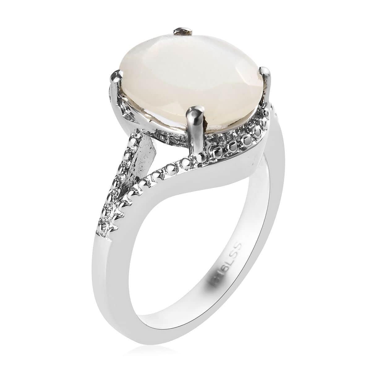 Shop LC White Moonstone Ring for Women - Stainless Steel 2.5 Ct - Elegant Birthstone Jewelry Gift for Her - Perfect for Birthday, Anniversary & Everyday Wear