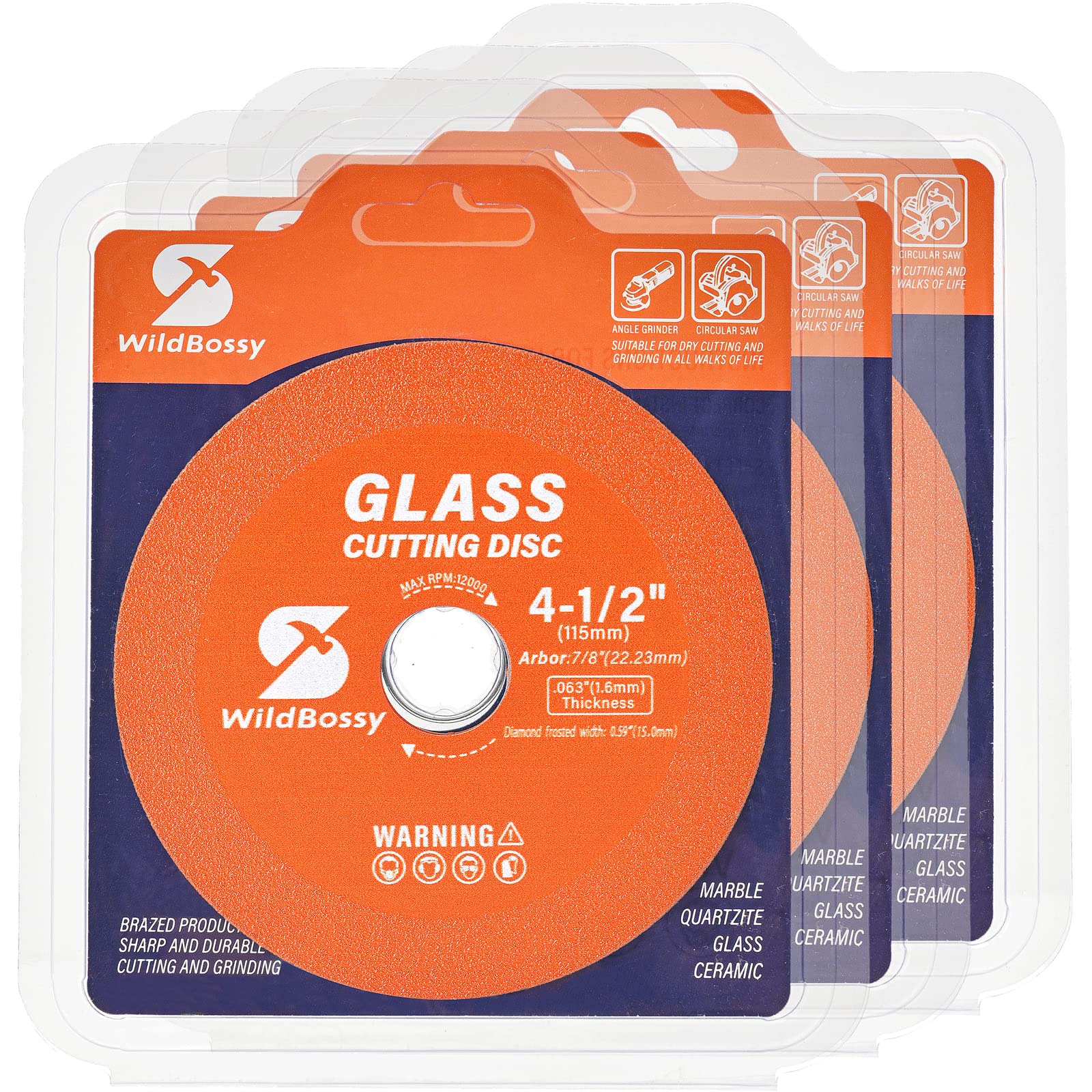 4-1/2 Inch Diamond Glass Cutting Disc (3PCS) - Ultra Thin 0.63