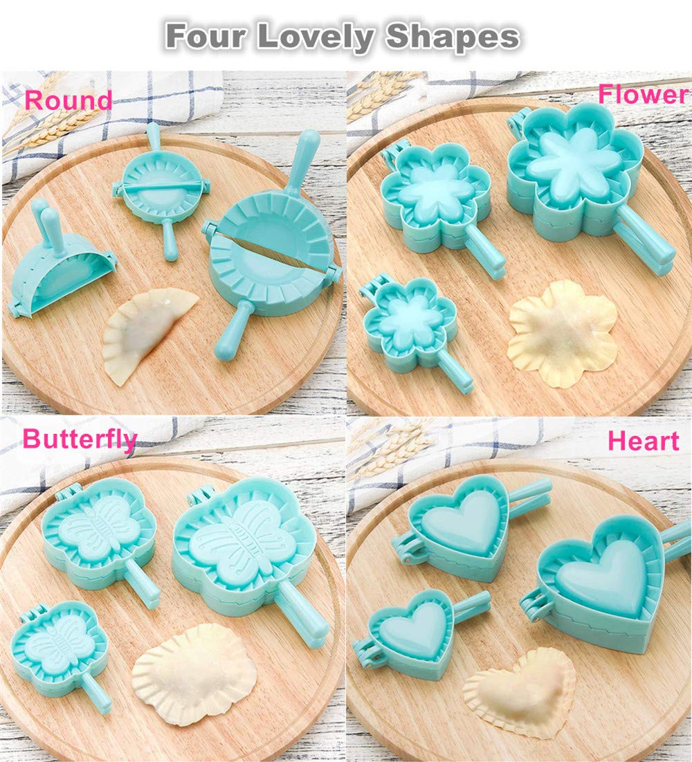 4-Piece Dumpling Maker Set - Chinese Dumpling Cutter, Pie & Ravioli Press Mold with Heart/Flower/Star/Round Shapes (Medium Size) - Perfect for Homemade Dumplings, Empanadas & Pastry Making