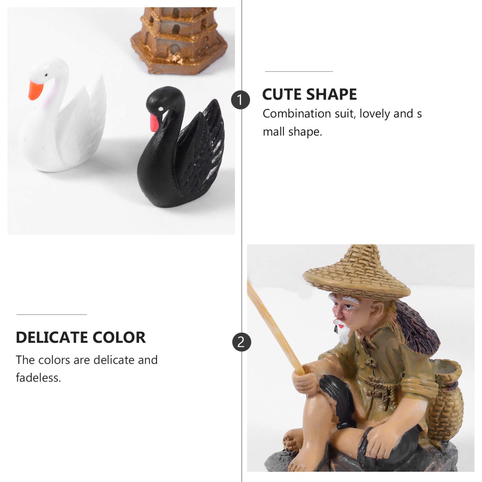 Miniature Pagoda Lantern Set - Sandbox Fisherman Bridge, Tree & Boat Decor for Terrarium, Bonsai, Mini Pond | Office Desk Decorations & Zen Garden Accessories | Perfect for Home Décor, Aquarium Landscaping & DIY Fairy Gardens