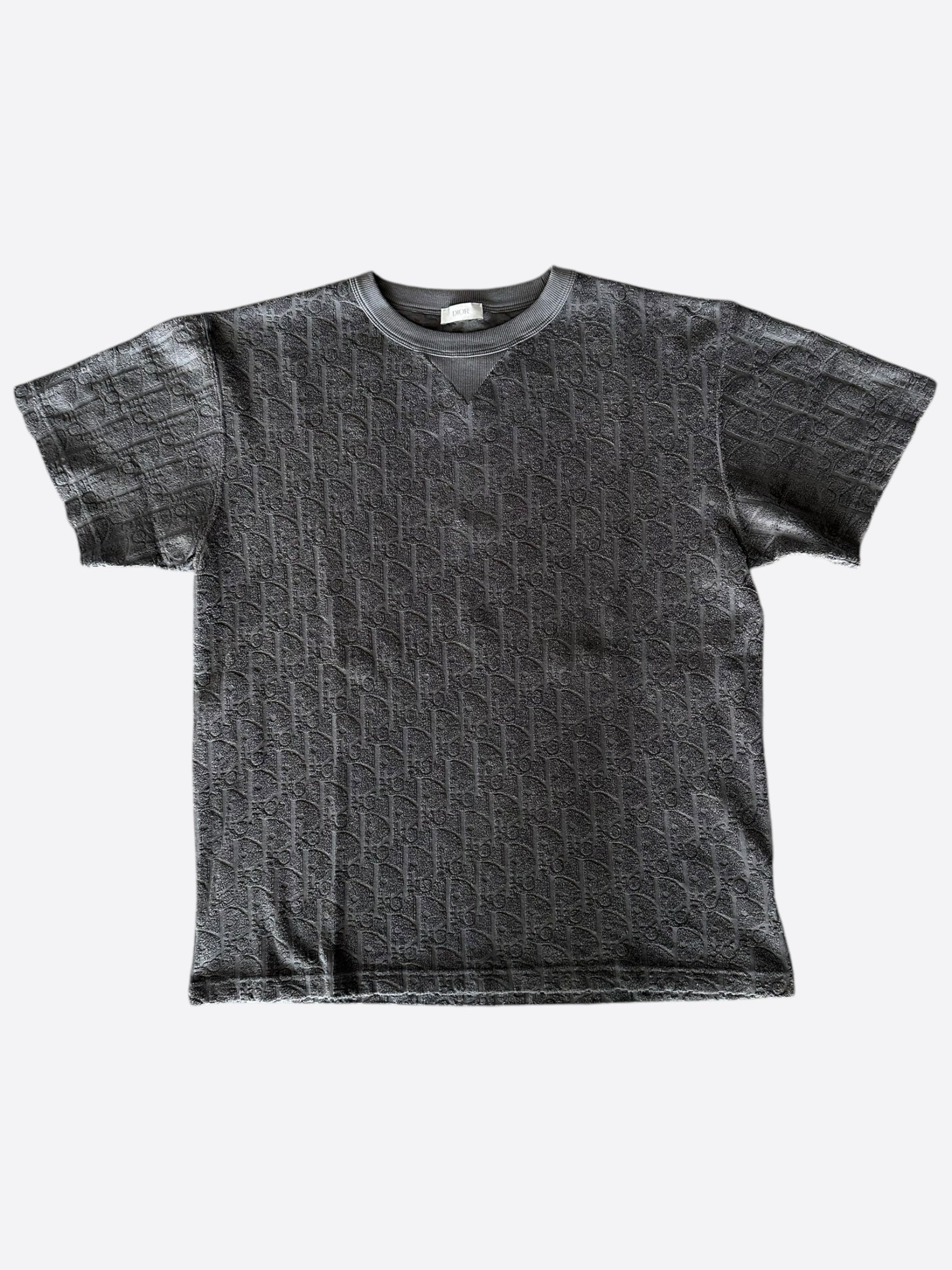 Dior Grey Oblique Logo Cotton T-Shirt for Men - Casual Luxury Streetwear for Everyday Wear & Fashion Outfits