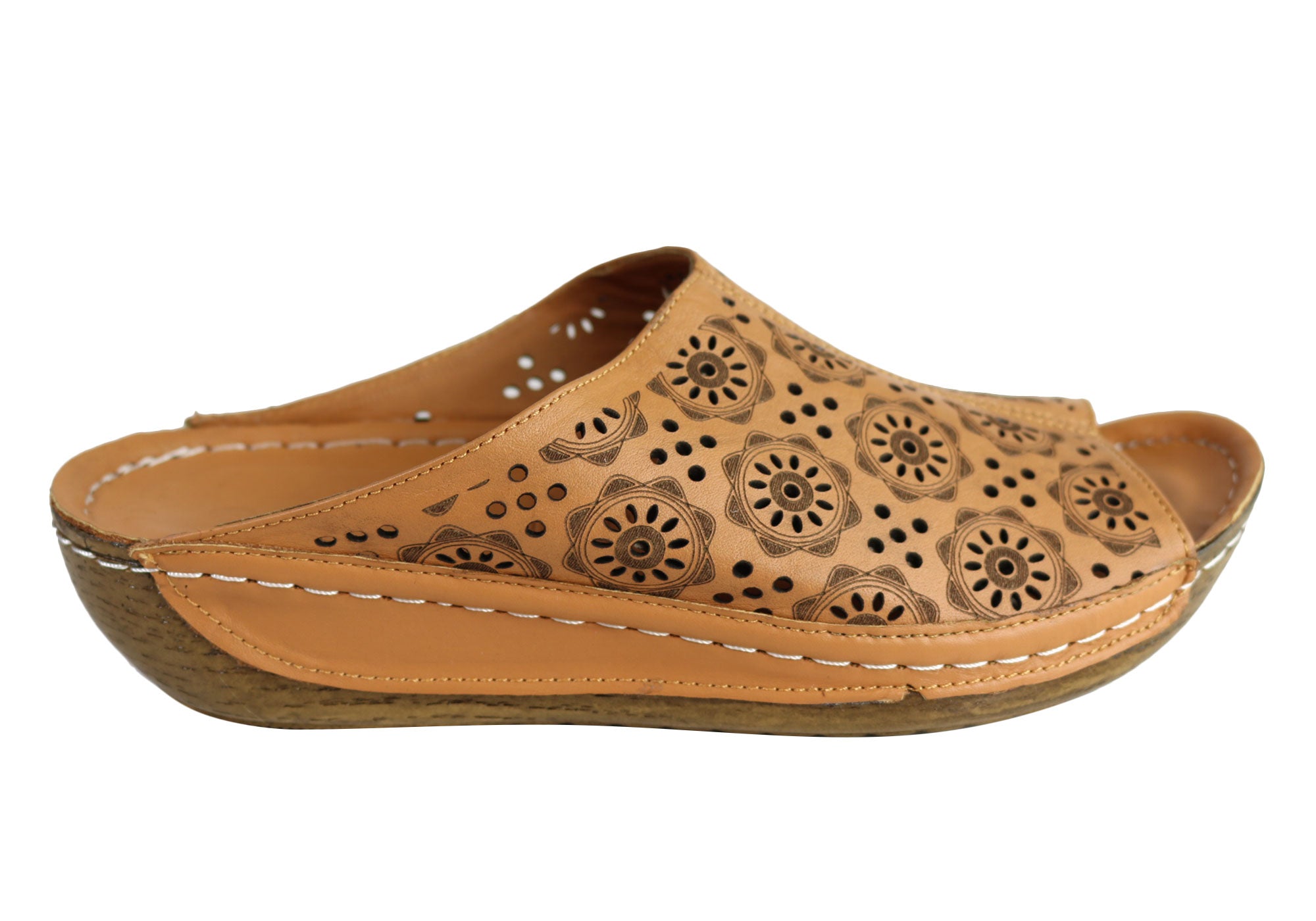 Orizonte Lisa Women's European Leather Comfort Low Wedge Slide Sandals - Stylish & Comfortable Summer Shoes for Beach, Vacation & Casual Wear