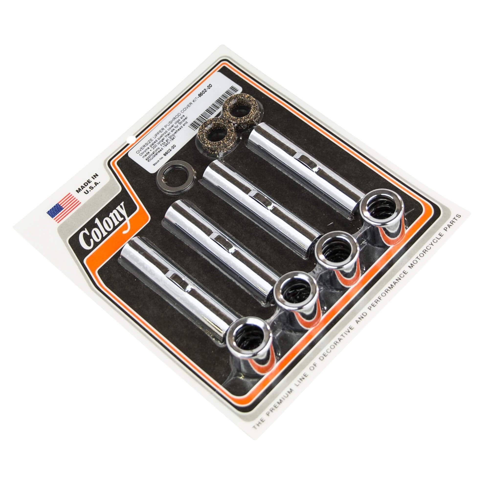 8602 Oversize Stroker Upper Pushrod Cover Kit for 1940-1947 Harley Davidson Knucklehead & All Shovelhead Models - Chrome Plated - Motorcycle Engine Upgrade & Restoration Part