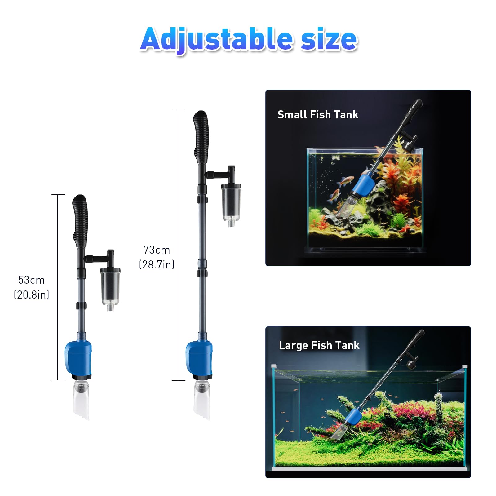 Electric Aquarium Gravel Cleaner - 32W 6-in-1 Multifunctional Automatic Fish Tank Vacuum for Sand Washing & Water Changing | Perfect for Freshwater & Saltwater Tanks, Home & Office Aquarium Maintenance