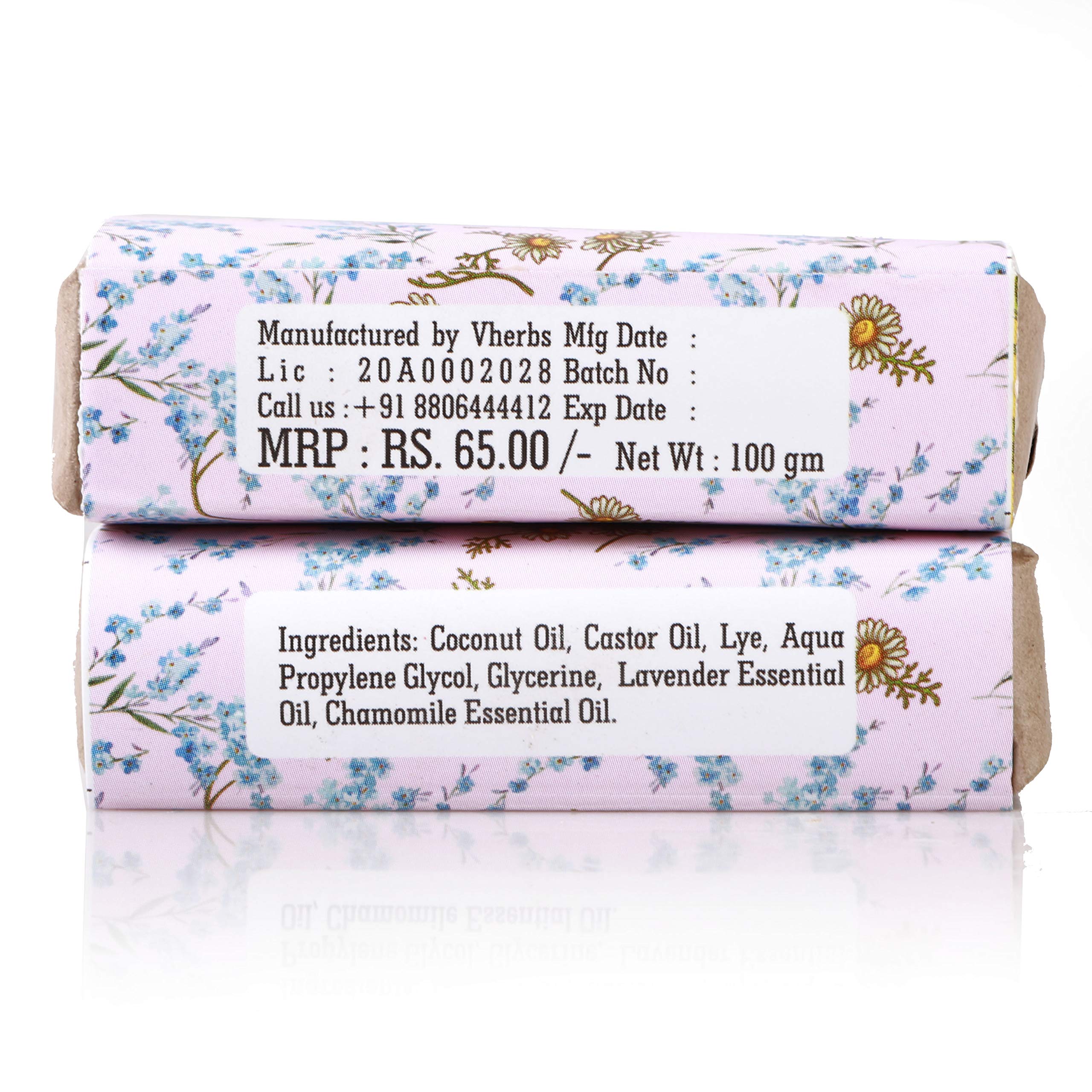 Organic Handmade Lavender Chamomile Glycerin Soap - 100g (2 Pack) | Relaxing Ayurvedic Soap with Coconut Oil, Castor Oil & Sugar | Moisturizing, All-Natural Skincare for Stress Relief & Better Sleep