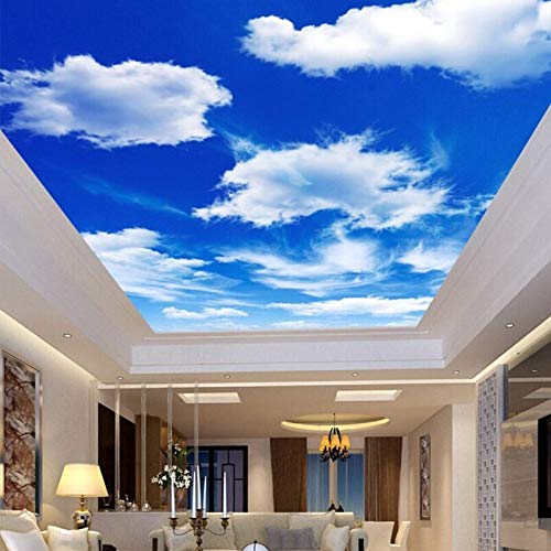 3D Blue Sky and White Clouds Ceiling Wallpaper - Self-Adhesive Wall Mural for Living Room, Bedroom & Nursery - Easy Peel & Stick Decorative Wall Stickers (Perfect for Home Decor, Themed Parties & Photo Backdrops)