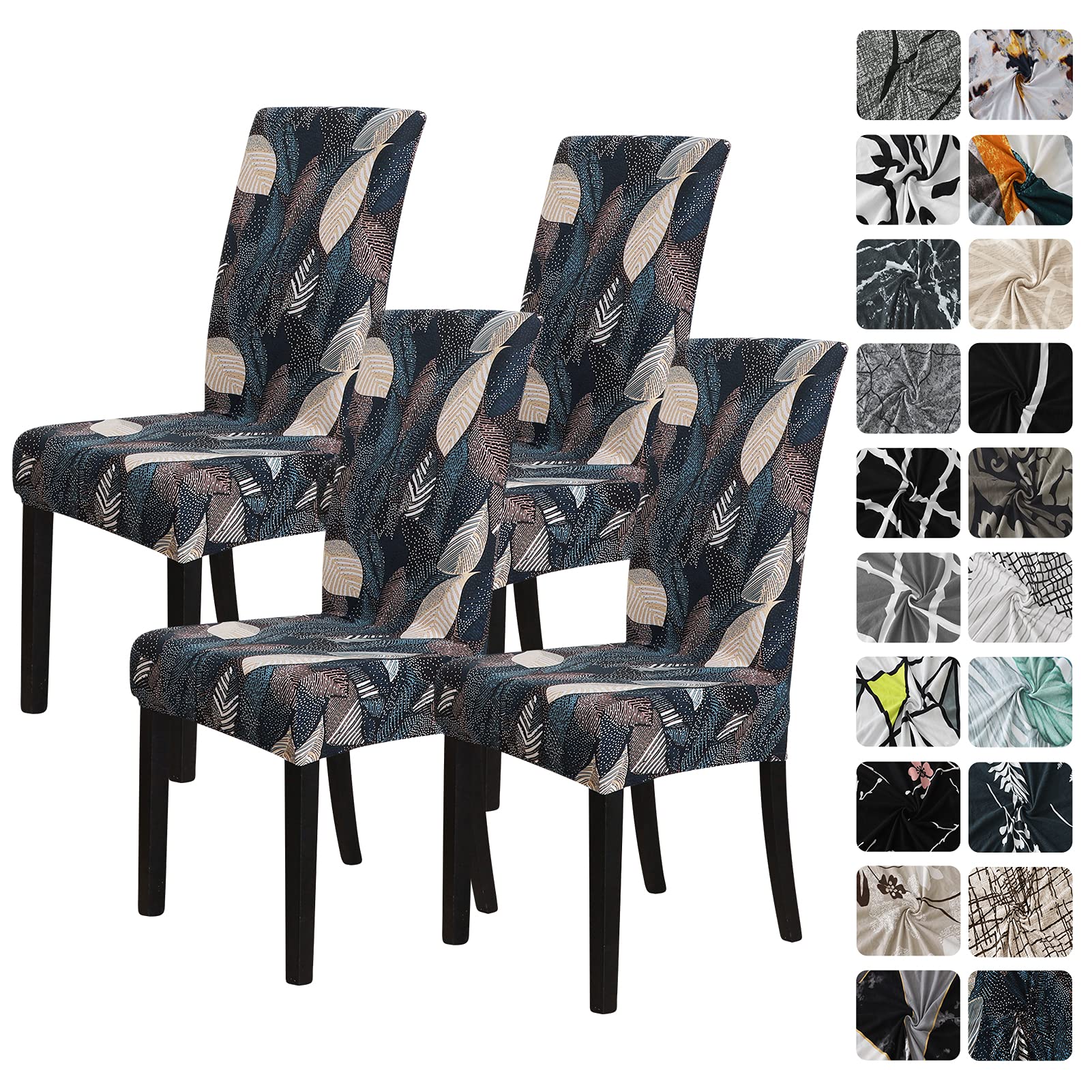 FORCHEER 4-Pack Stretch Dining Chair Covers - Full Floral Design, Universal Fit for Kitchen & Parsons Chairs | Spill-Proof Slipcovers for Home, Restaurant & Party Decor