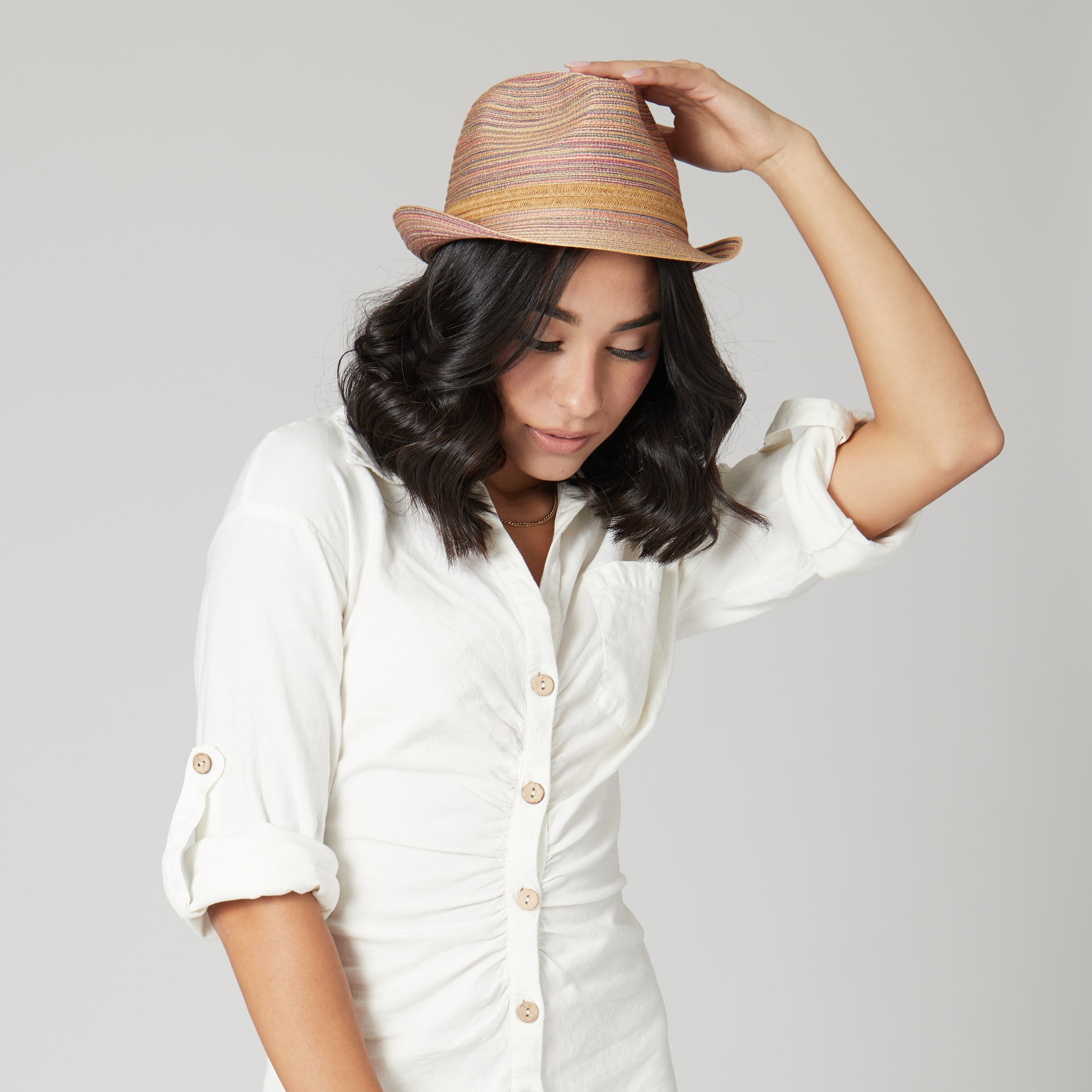 Women's Mixed Braid Fedora Hat - Stylish Bohemian Summer Sun Hat for Beach, Travel & Outdoor Activities