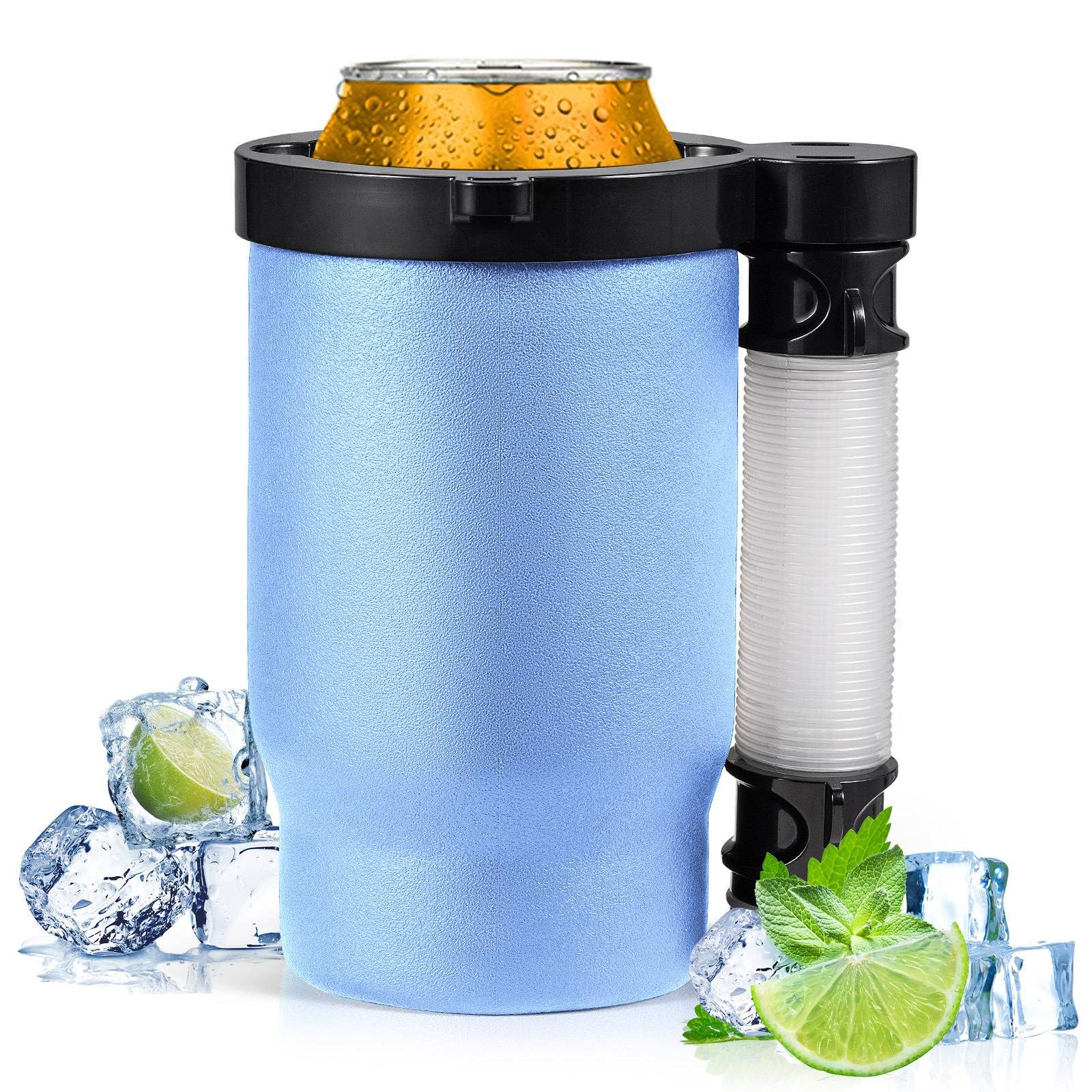 Portable Drink Funnel with Detachable Expandable Hose - Insulated Can & Bottle Cooler Cup for Outdoor Parties, Camping, BBQs & Tailgating - Blue JLLOM Drink Bong Cooler Tool - Perfect for Beach, Picnics & Sports Events