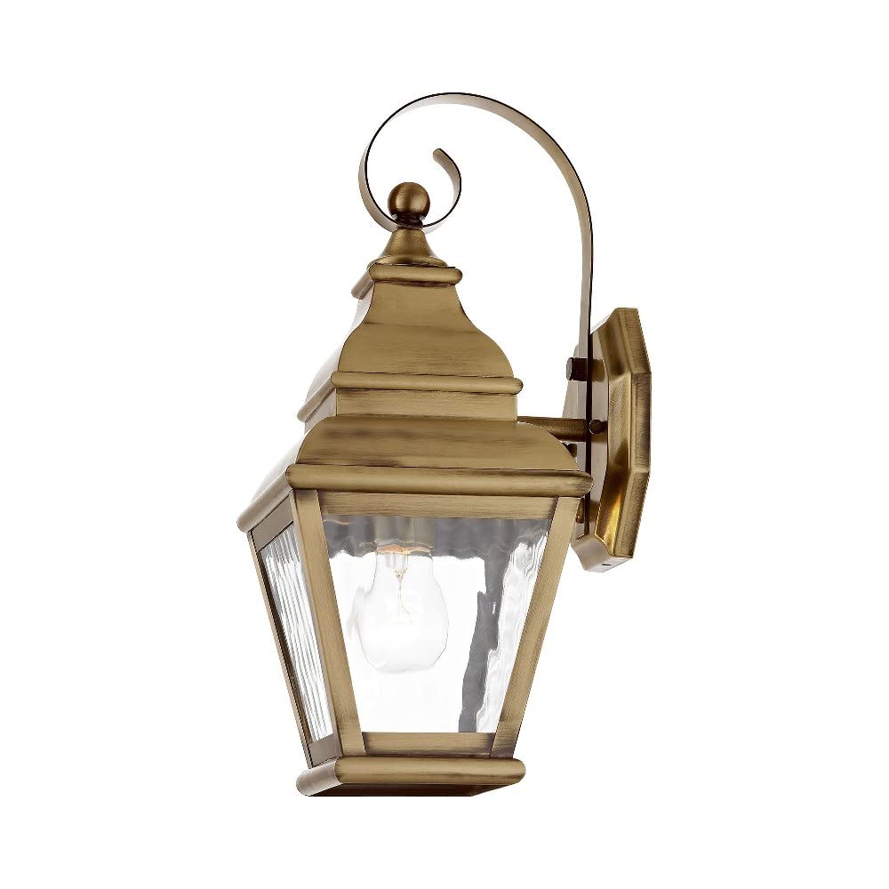 Livex Lighting 2601-04 Black Outdoor Wall Lantern with Clear Water Glass Shades - Weatherproof Exterior Sconce for Porch, Patio, Garden & Entryway Lighting