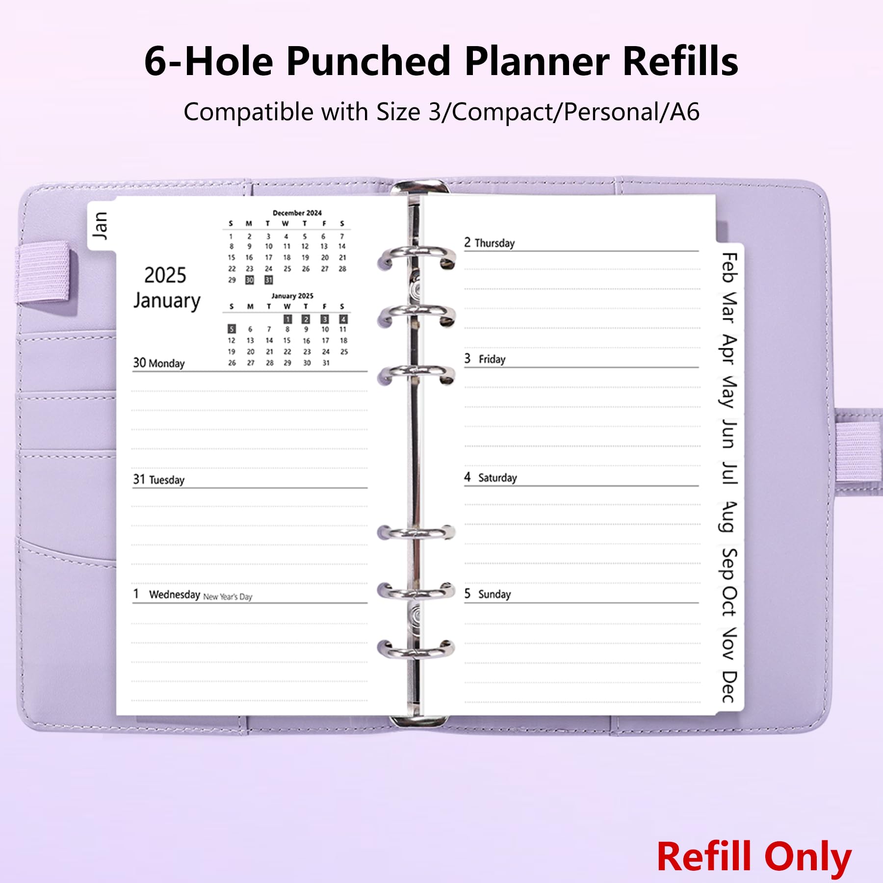 Antner 2025 Weekly & Monthly Planner Refill - A6 Size (3.75