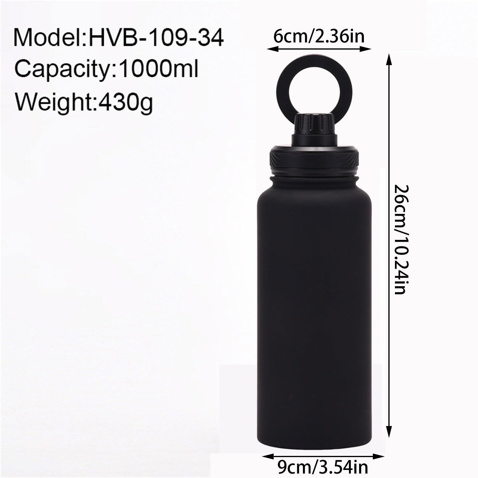 Premium Stainless Steel Insulated Water Bottle with Magnetic Phone Tripod Mount - 24oz Vacuum Flask with Adjustable Phone Holder & Leakproof Lid - Perfect for Gym, Hiking, Camping & Outdoor Activities (Black)