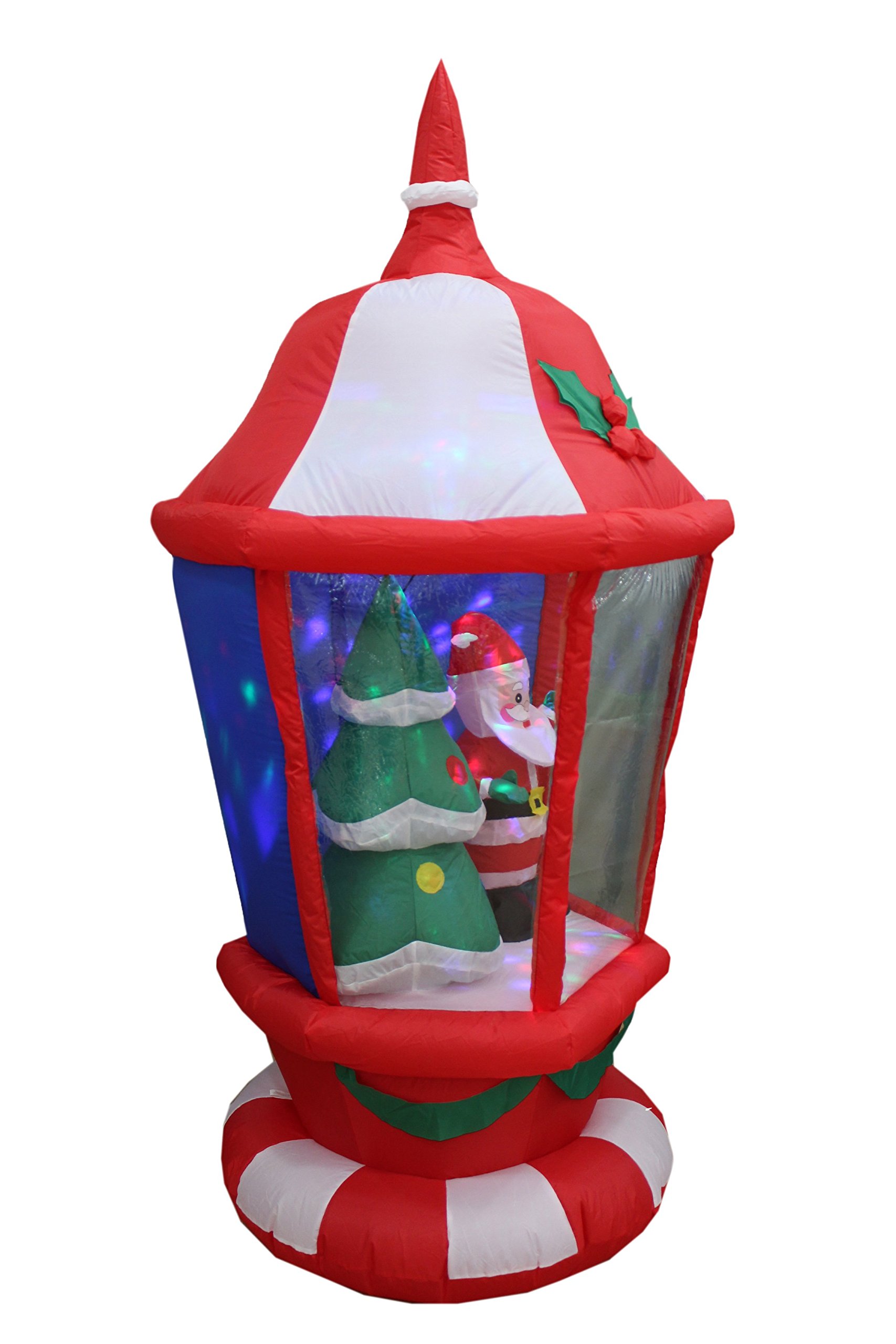 6ft Christmas Inflatable Lantern Decorations Set - Snowman & Tree + Santa & Tree LED Lighted Outdoor Decor for Holiday Parties, Yard, Garden, and Home