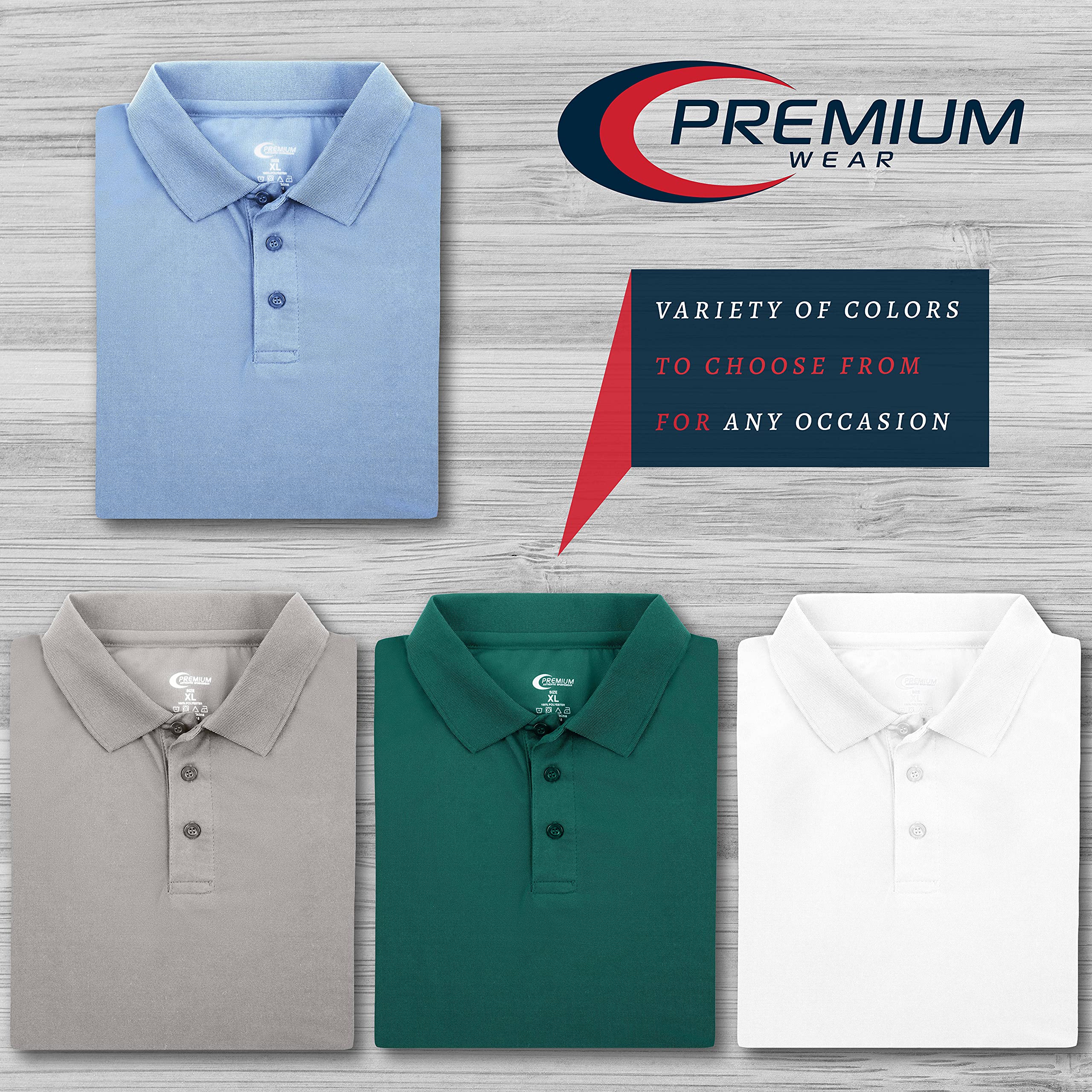 Premium Moisture-Wicking Men's Polo Shirt - Breathable Quick-Dry Performance Tee for Golf, Work & Outdoor Activities