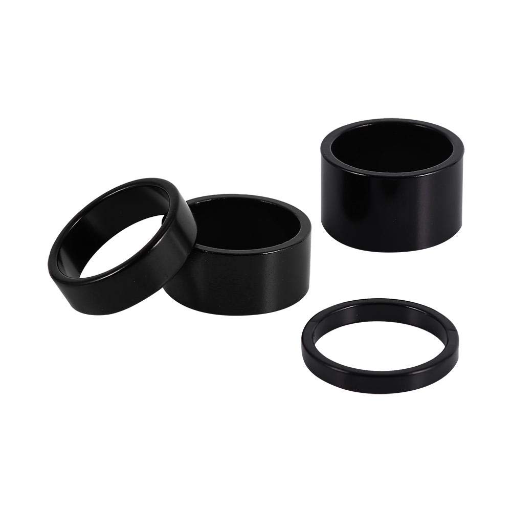 Keenso 4PCS Aluminum Alloy Bike Headset Spacers - Lightweight MTB & Road Bike Stem Fork Spacers (Black) | Perfect for Mountain Biking, Road Cycling & Bike Maintenance
