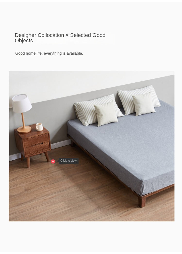 Oak Solid Wood Modern Platform Bed - Headboard Free, Minimalist Bed Frame for Bedroom, Guest Room & Studio Apartment | Durable & Stylish Design