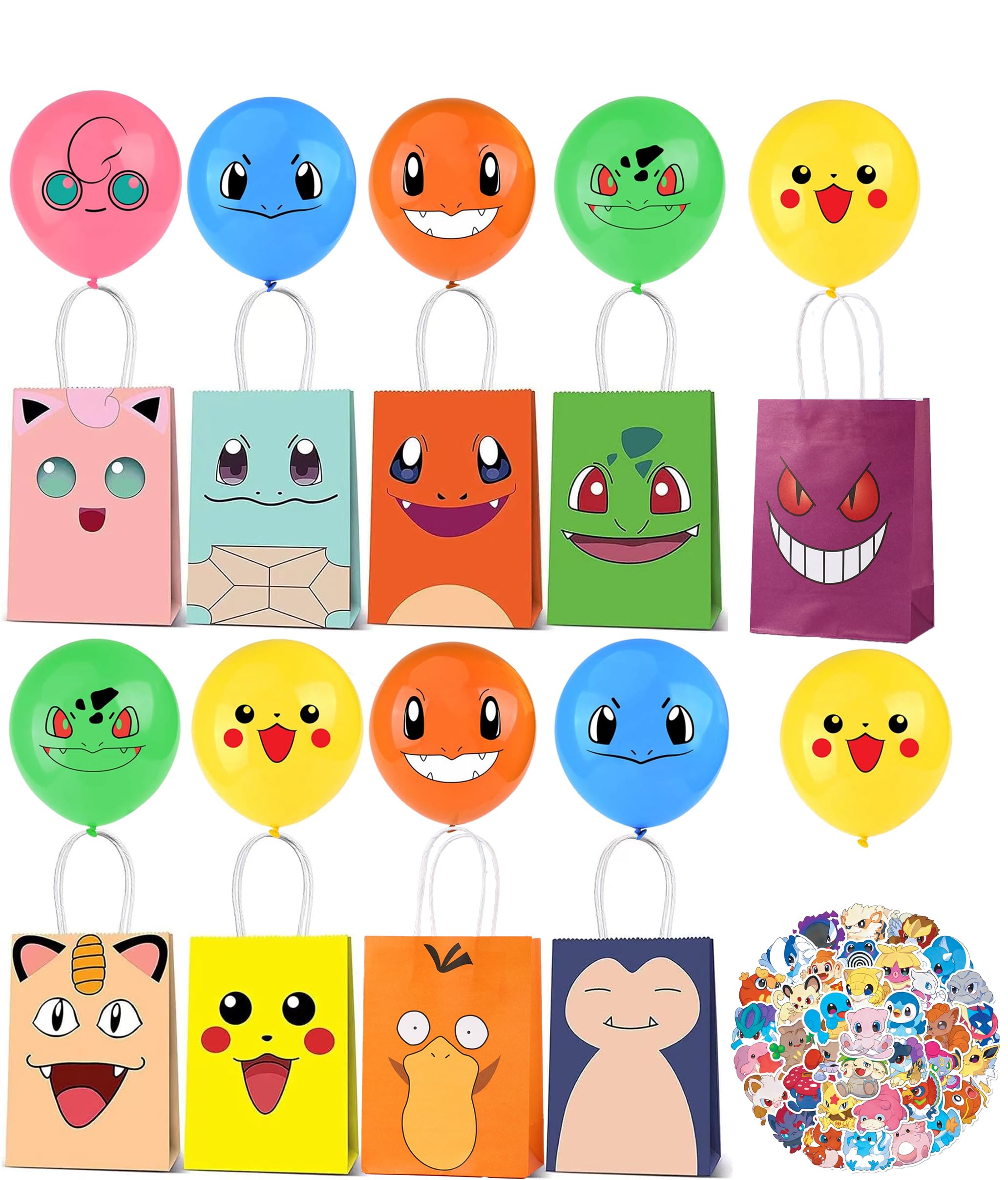 88 PCS Cartoon Birthday Party Supplies Set - Party Bags, Candy Bags, Anime Stickers & Latex Balloons for Kids Birthday Decorations | Perfect for Birthday Parties, School Events & Family Celebrations