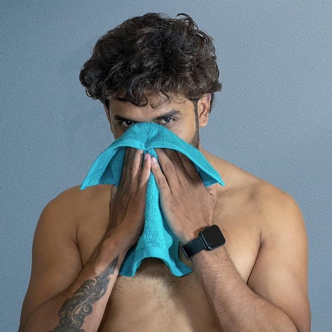 Premium 30x30cm Super Soft Cotton Face Towel - Quick Absorbent, Antibacterial, 600 GSM (Pack of 3) - Peach, Teal & Iris Colors - Ideal for Gym, Travel & Skincare Routine