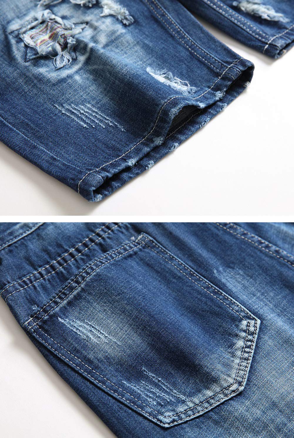 Men's Ripped Denim Shorts - Straight Leg Casual Jean Shorts for Summer | Comfortable & Stylish for Beach, Travel, and Everyday Wear