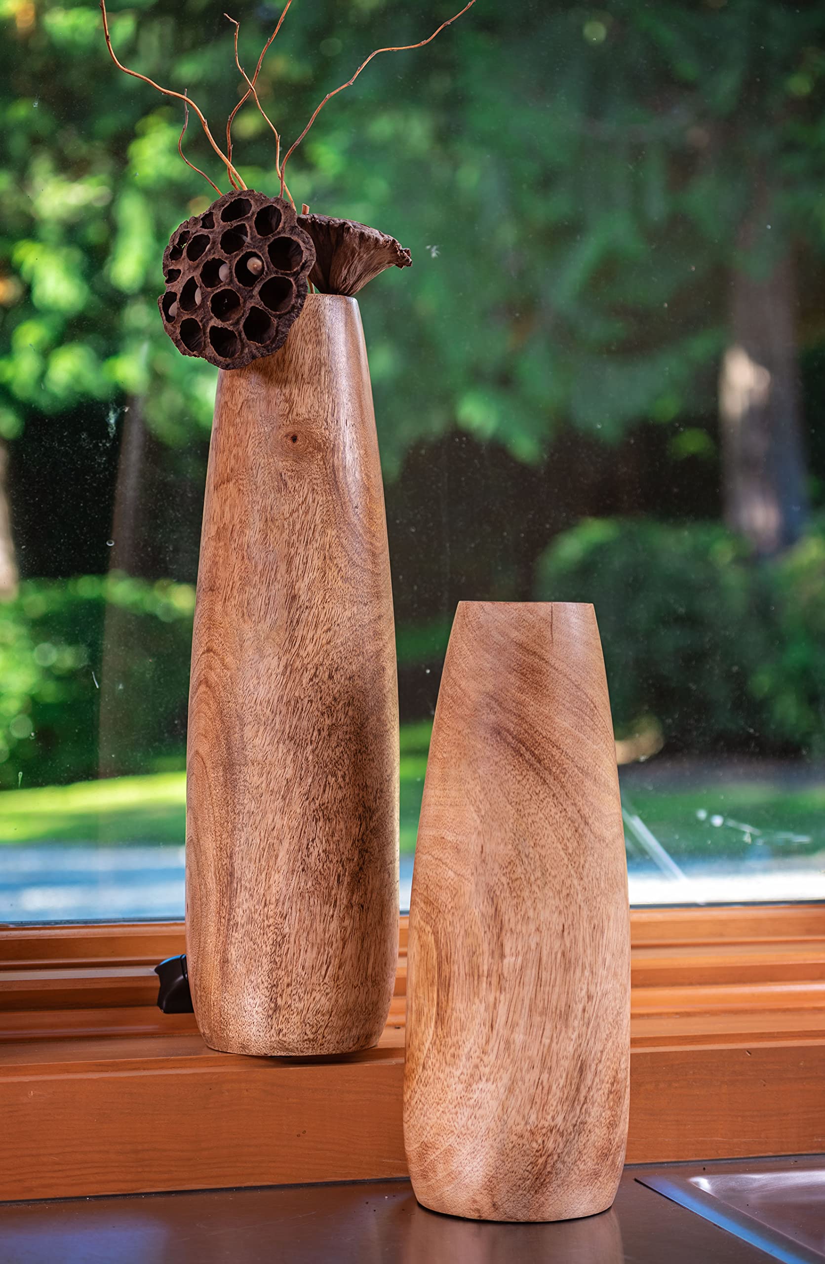 Natural Wood Vase - Handcrafted Small Wooden Vase for Home Decor, Wedding Centerpiece & Boho Style Room Decoration | Perfect for Flowers, Dried Arrangements & Tabletop Display
