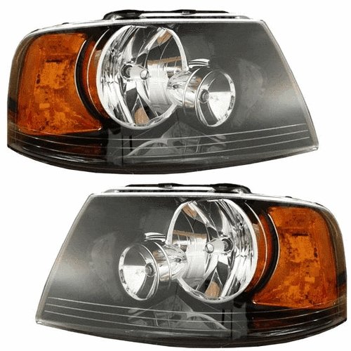 Monaco Knight 2011 RV Motorhome Replacement Headlight Assembly Pair (Left & Right) - Black Housing with Pre-Installed Bulbs | Perfect for RV Lighting Upgrades & Nighttime Driving Safety