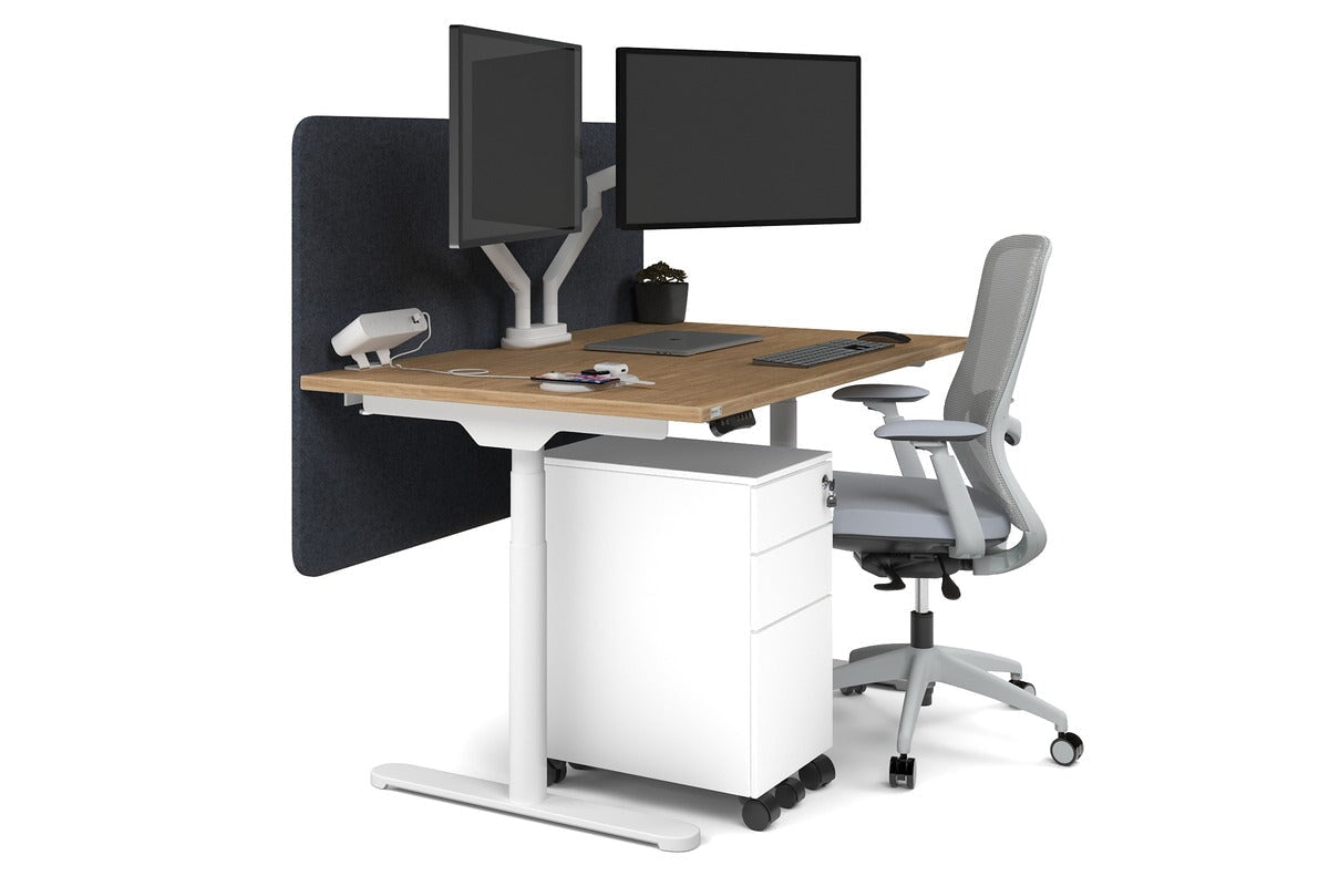 Flexi Premium Height Adjustable Single Workstation Desk - 1200L x 800W with Cable Management Scallop | Ergonomic Standing Desk for Home Office & Workspace