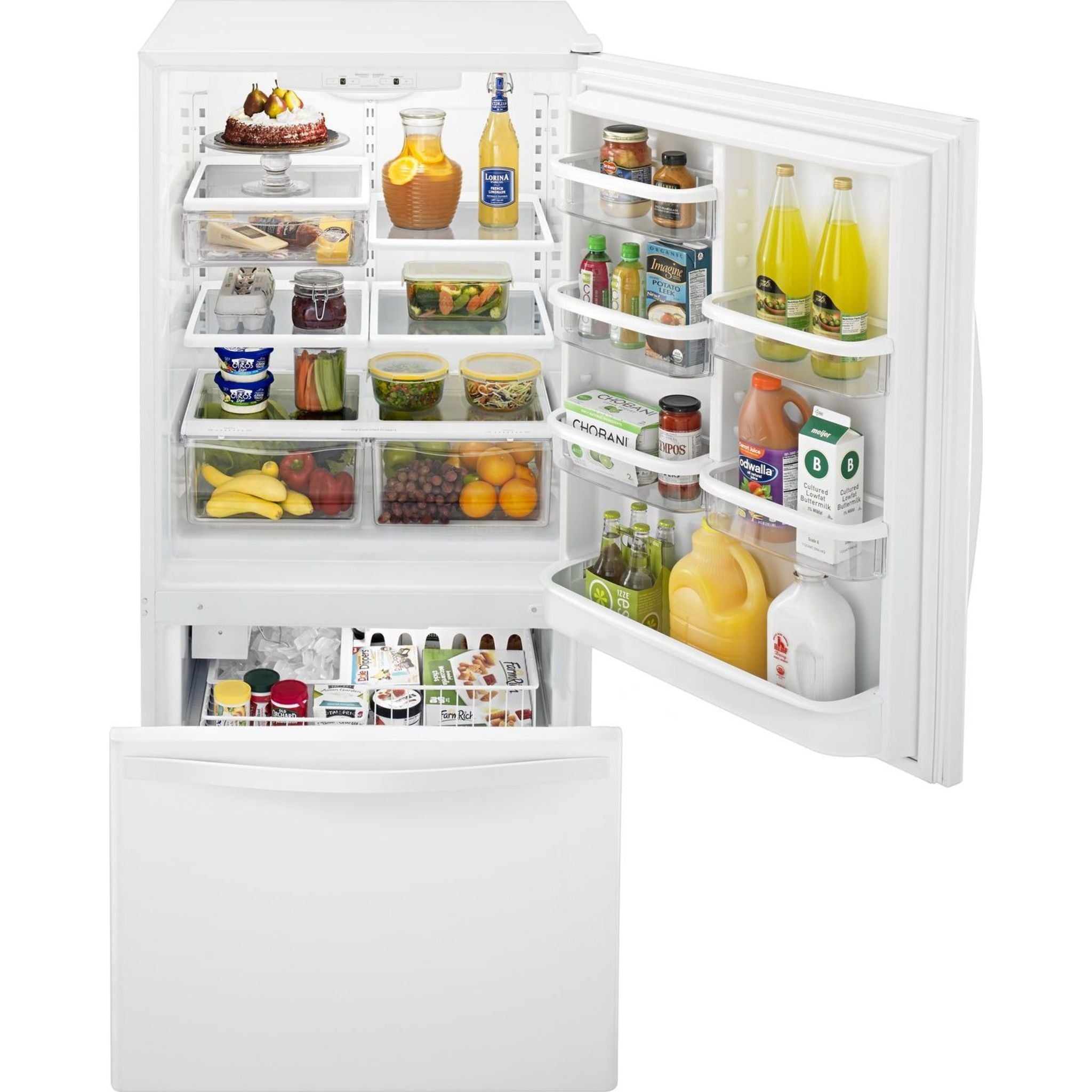 Whirlpool WRB322DMBW 36 Inch Bottom Freezer Refrigerator - Energy Star Certified, White Exterior & Interior | Perfect for Kitchens, Apartments & Small Spaces