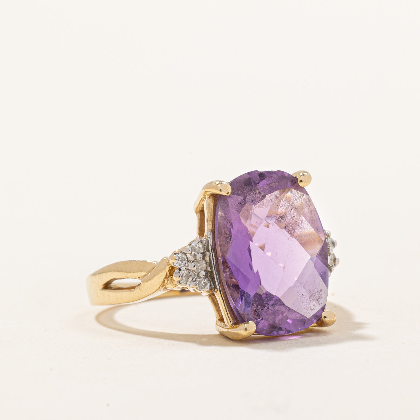 5.00ct Amethyst & 0.05ct Diamond Cocktail Ring - Size 7 | Elegant Statement Jewelry for Evening Parties, Weddings & Special Occasions