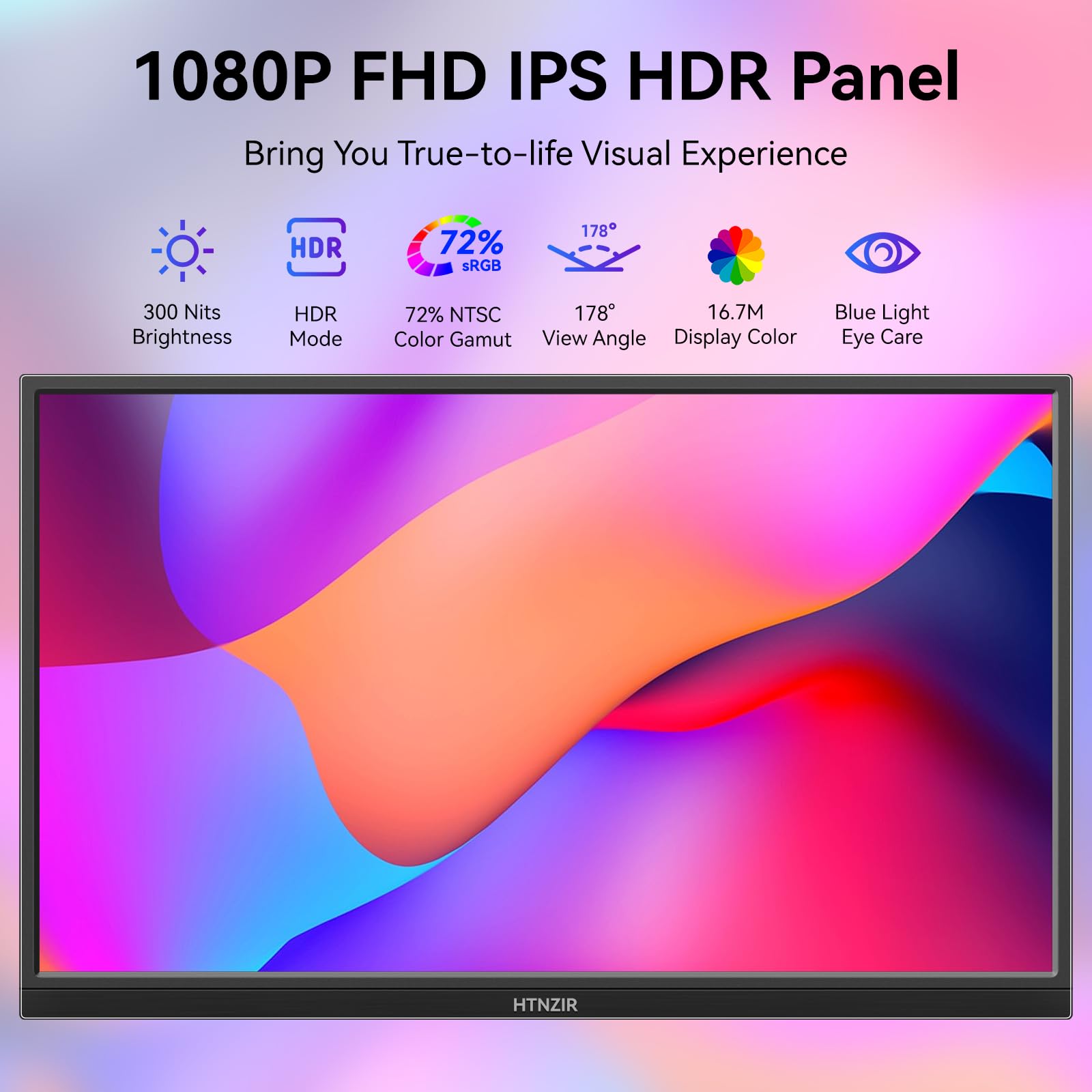 16 Inch Portable Monitor with 1920x1200 IPS Display - USB-C & HDMI Plug and Play Travel Monitor for Laptop, Mac, PC, Phone, PS5, Xbox & Switch - Ultra Slim Lightweight Design with Built-in Speakers for Work, Gaming & Entertainment On-The-Go