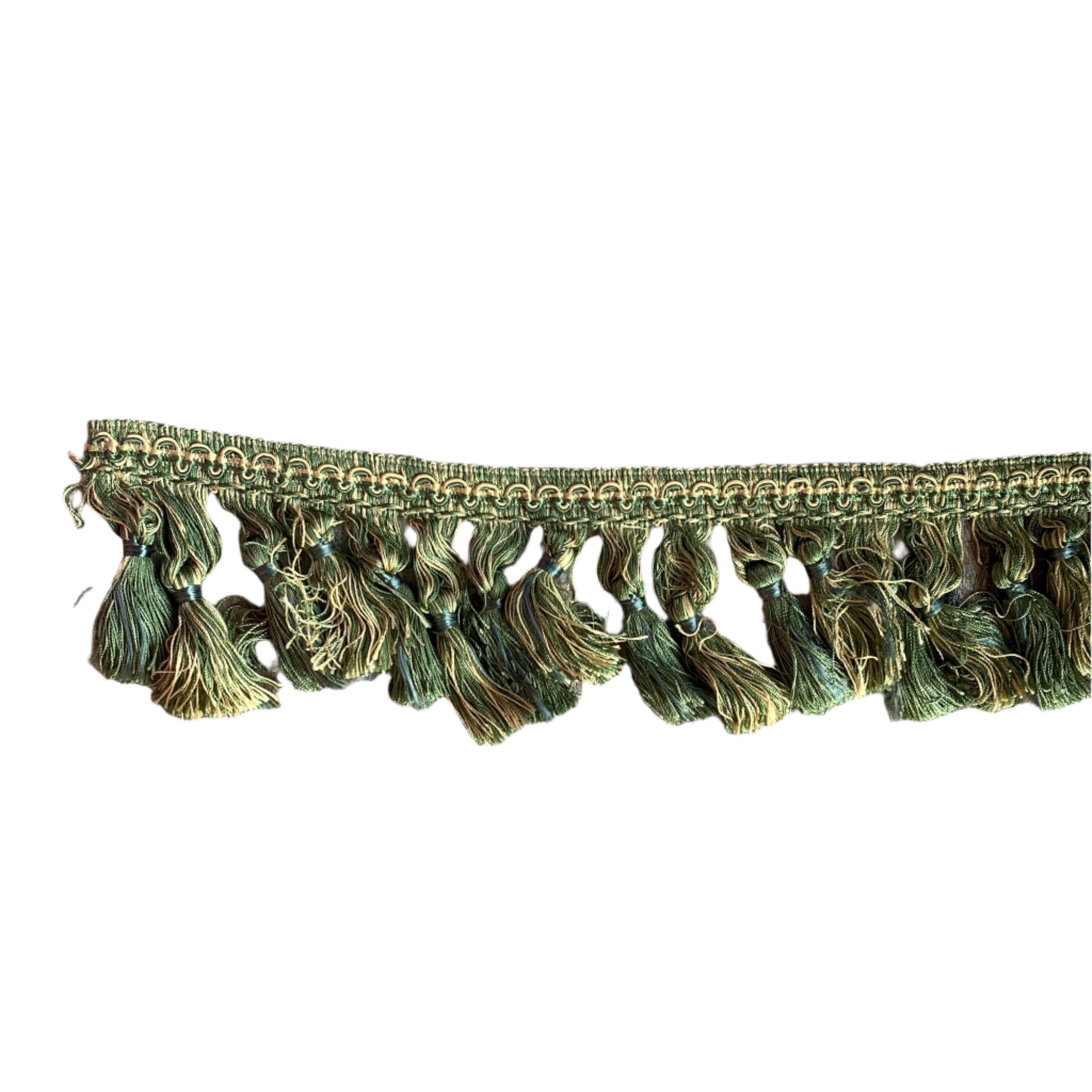 Elegant Green and Gold Tassel Fringe Trim for DIY Home Decor, Curtains, Pillows & Clothing Embellishment - Premium Decorative Fabric Edge Trim for Crafts, Fashion Accessories and Party Decorations