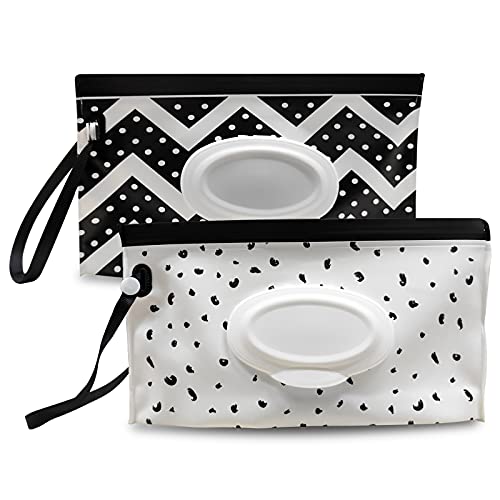 Fnydvis Baby Wipe Dispenser & Refillable Wipes Holder - Portable Travel Wet Wipes Container (2 Pack) - Reusable for Diaper Changing, On-the-Go Cleaning & Baby Care Essentials