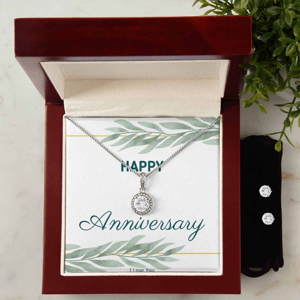 Elegant Anniversary Necklace & Earring Set - Romantic Jewelry Gift for Her - Perfect for Anniversaries, Valentine's Day & Special Occasions