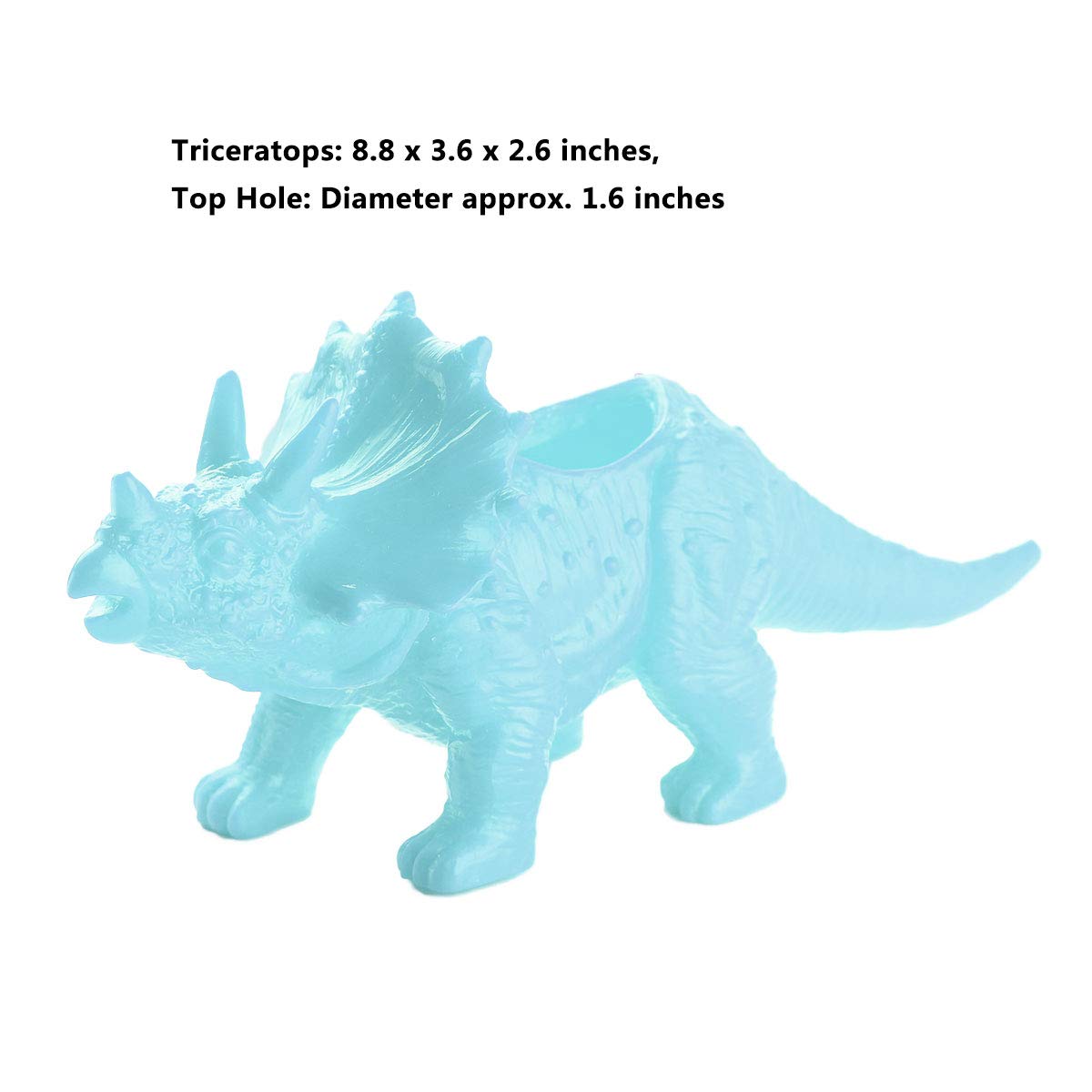 Dinosaur & Rabbit Shaped Succulent Planter - Creative Cactus Bonsai Flower Pot for Home, Office & Desktop Decoration (Light Blue Triceratops) | Perfect for Indoor Plants, Small Succulents & Home Gardening Gifts