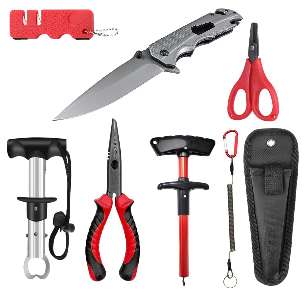Aboda Pocket Fishing Tool Kit - Knife, Pliers & Accessories for Anglers - Perfect Fishing Gifts for Men