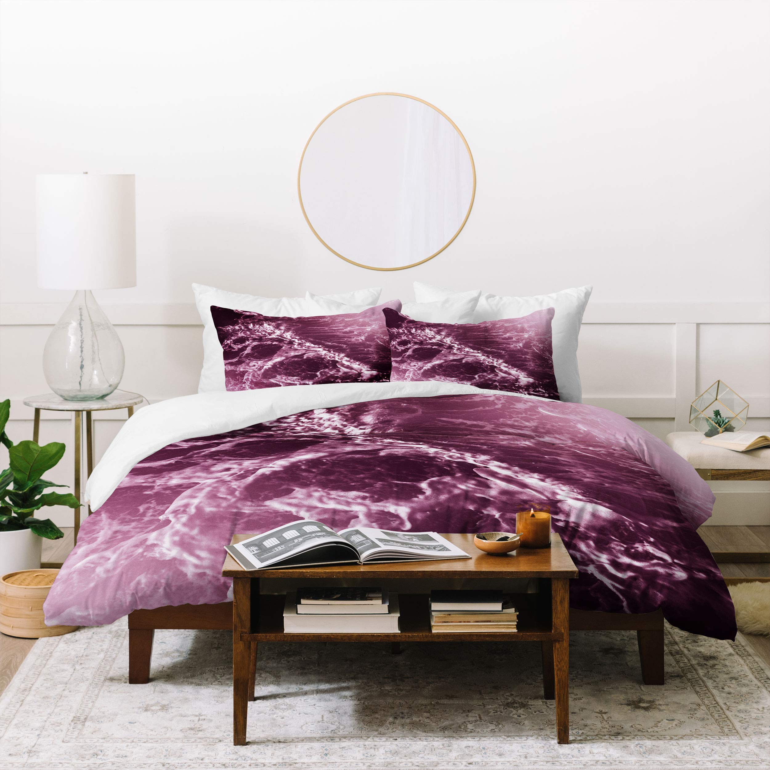 Nature Magik Pink Ocean Waves Comforter Set with Pillow Shams - Queen/Full Size Bedding for Coastal & Boho Home Decor - Perfect for Beach House, Bedroom Refresh or Gift